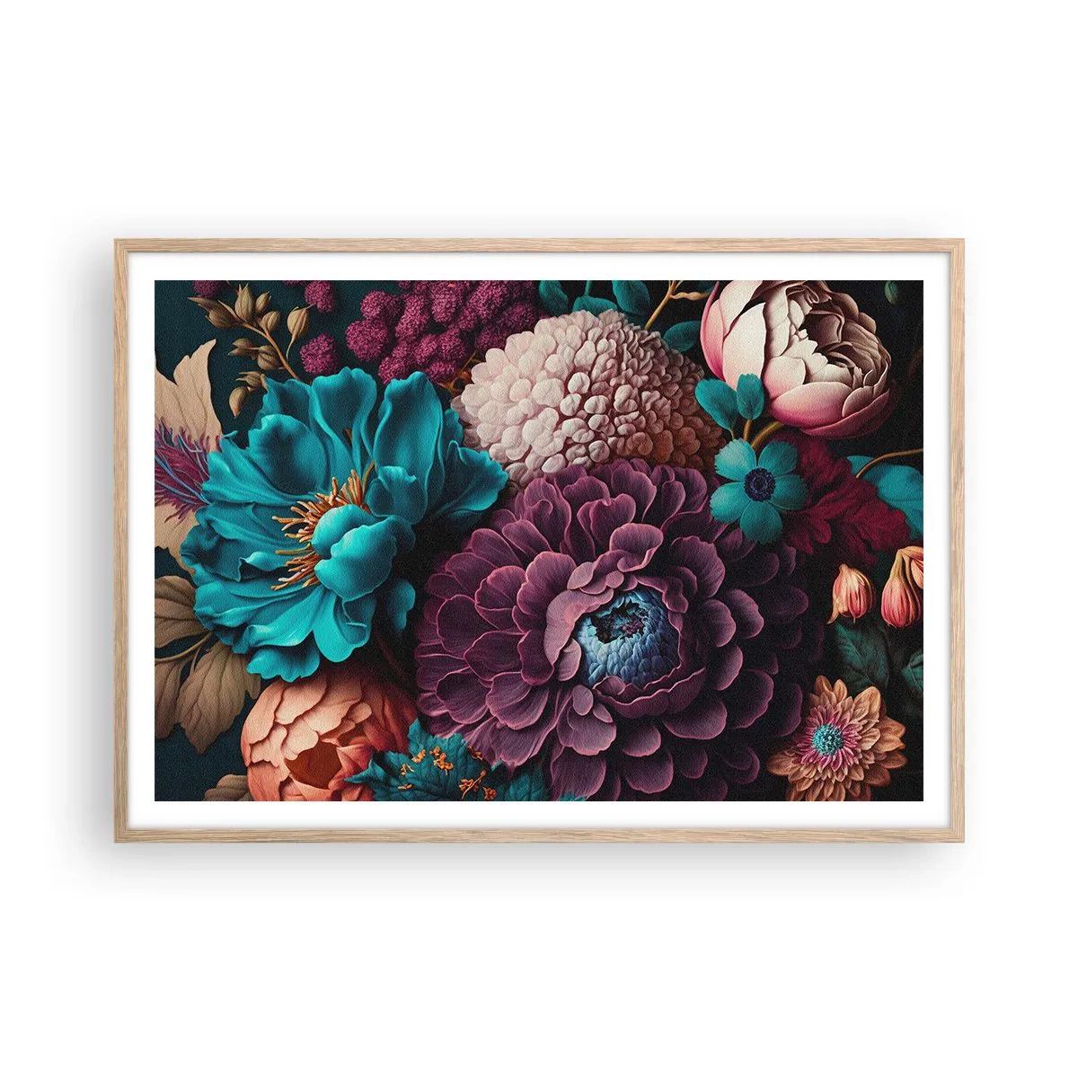 Poster in einem Rahmen aus heller Eiche - Natur in Hülle und Fülle - 100x70 cm