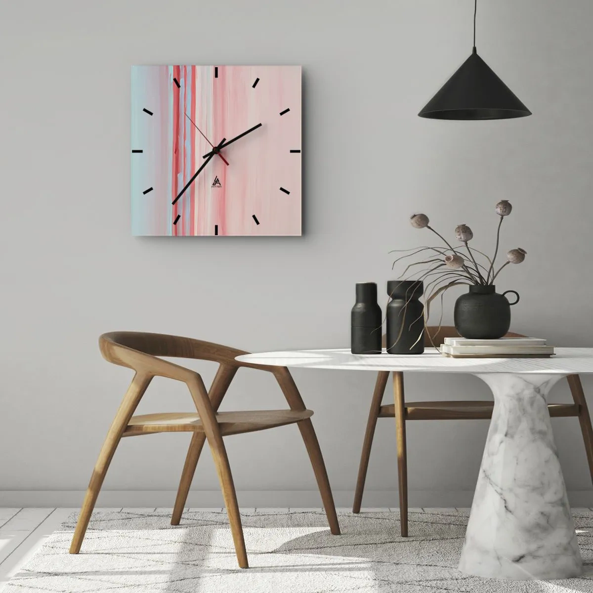 Wanduhr - Glasuhr - Abstraktion im Morgengrauen - 40x40 cm
