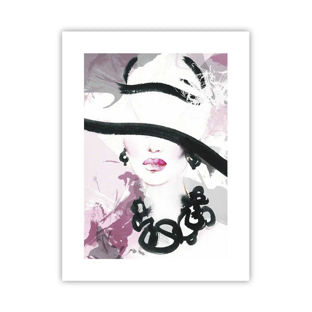 Poster - Bildnis einer Dame in Schwarz und Pink - 30x40 cm