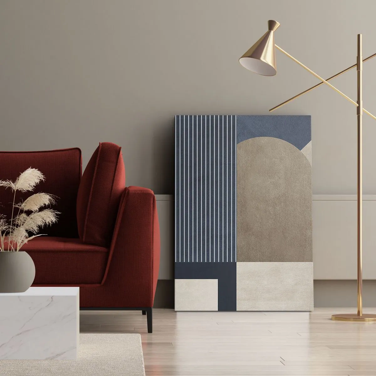 Bild auf Leinwand - Leinwandbild - Komposition aus Einfachheit und Rundheit - 45x80 cm