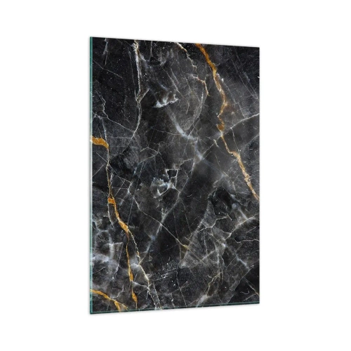 Glasbild - Bild auf glas - Schwarz-goldene Details der Marmoroberfläche - 80x120cm - Das Innenleben des Steins - Moderne Wanddekoration für Wohnzimmer und Schlafzimmer ARTTOR