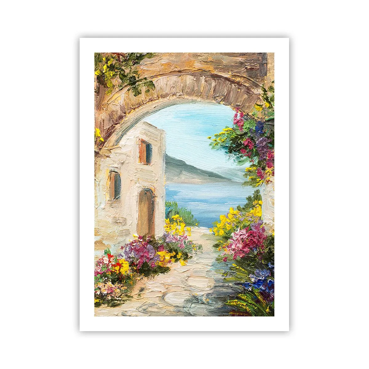 Poster - Steinbogen mit Blick auf das Meer - 50x70cm - Charme einer Küstenprovinz - Moderne Wanddekoration für Wohnzimmer und Schlafzimmer ARTTOR
