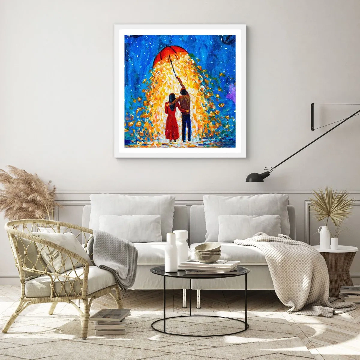 Poster in einem weißen Rahmen - Zauber eines Regenabends? - 40x40 cm