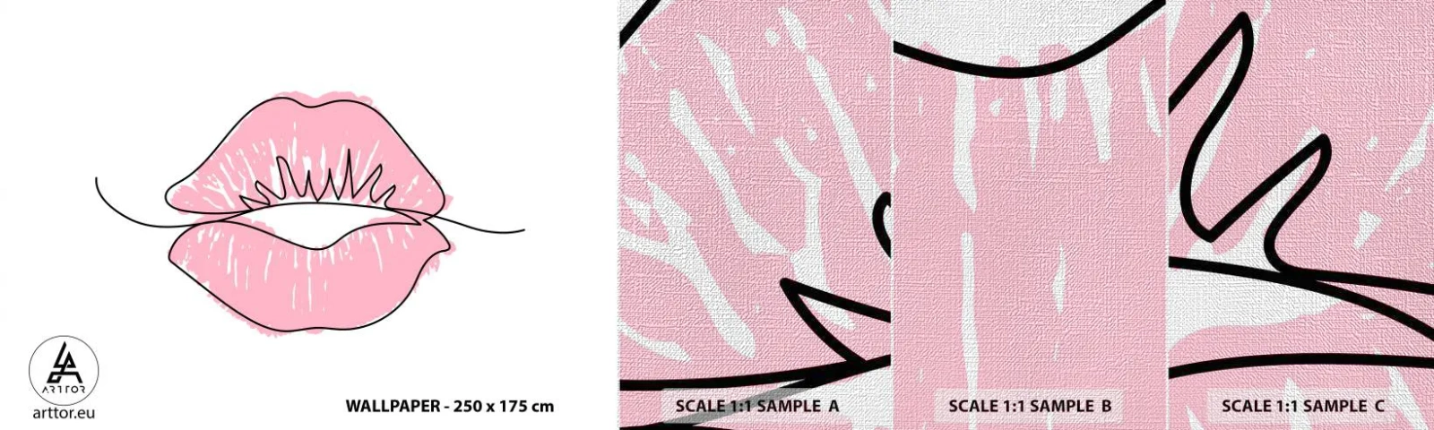 Fototapeten Muster Premium Canvas - Bereit zum Küssen? - Grafik, Pinke Lippen, Stück - 100x30 cm