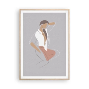 Poster in einem Rahmen aus heller Eiche - Umriss der Anmut - 70x100 cm