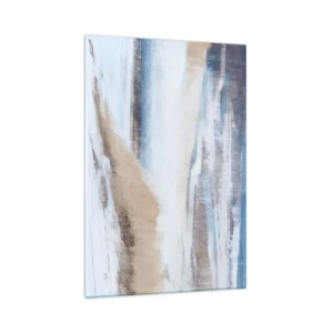 Glasbild - Bild auf glas - Abstrakte Winterlandschaft in Weiß- und Blautönen - 70x100cm - Winterkomposition - Moderne Wanddekoration für Wohnzimmer und Schlafzimmer ARTTOR