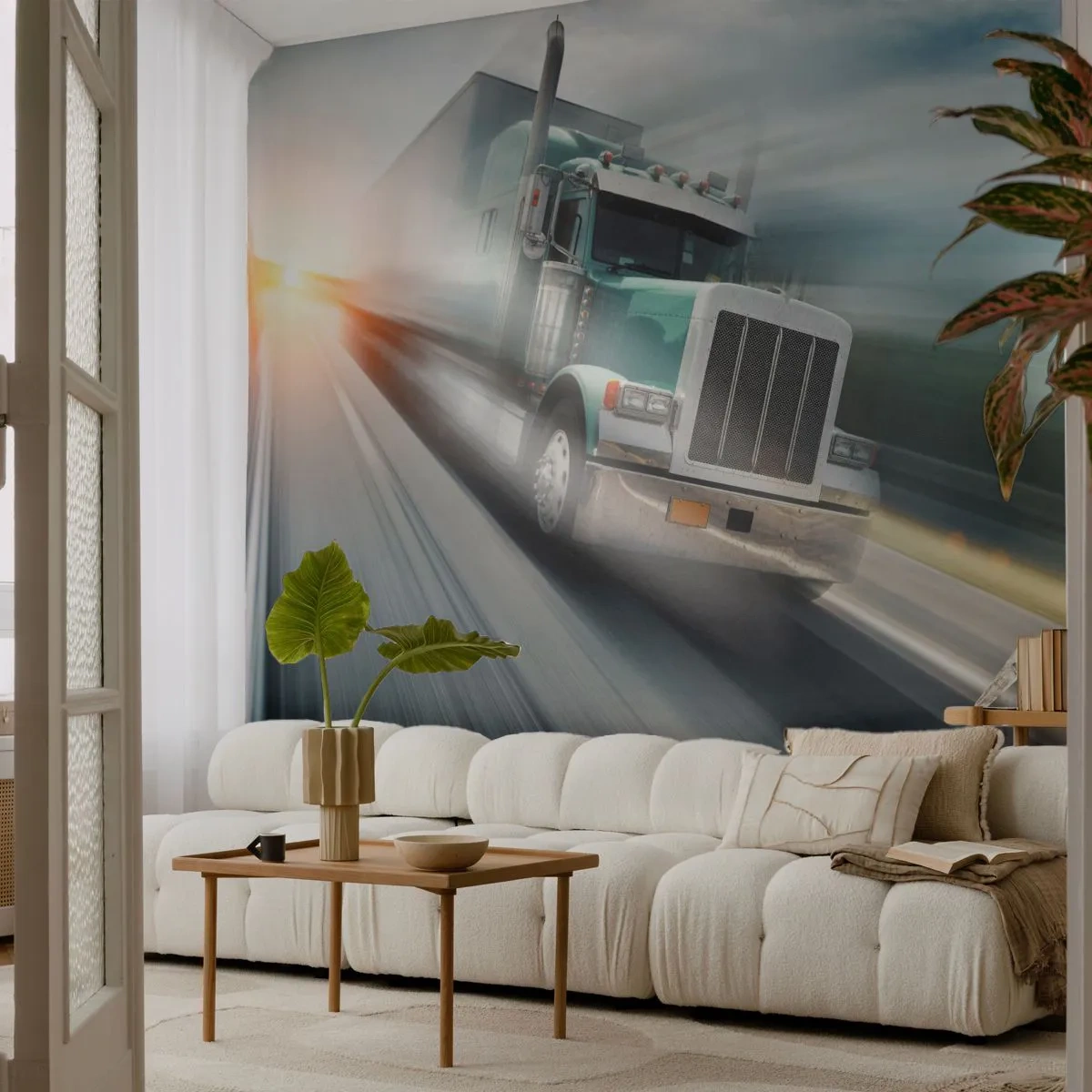 Selbstklebende Fototapete Deluxe Sticker - Der amerikanische Riese in Eile - LKW, Automobil, Transport - 250x175 cm