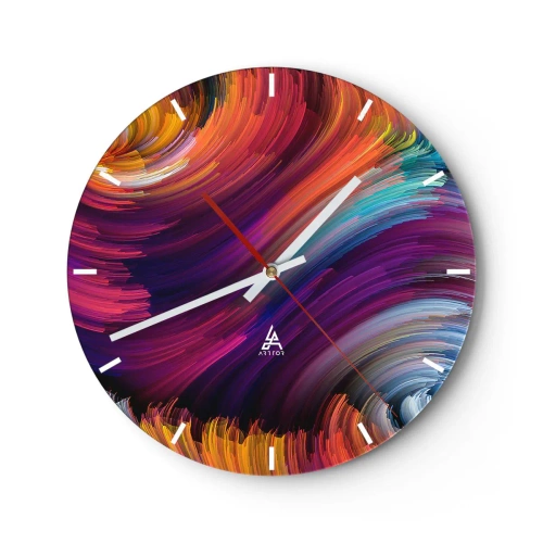 Wanduhr - Glasuhr - Abstraktes Wirbelmotiv in intensiven Farben - 30x30cm - Der Beginn einer neuen Welt - Moderne Wanddekoration für Wohnzimmer, Küche und Schlafzimmer ARTTOR