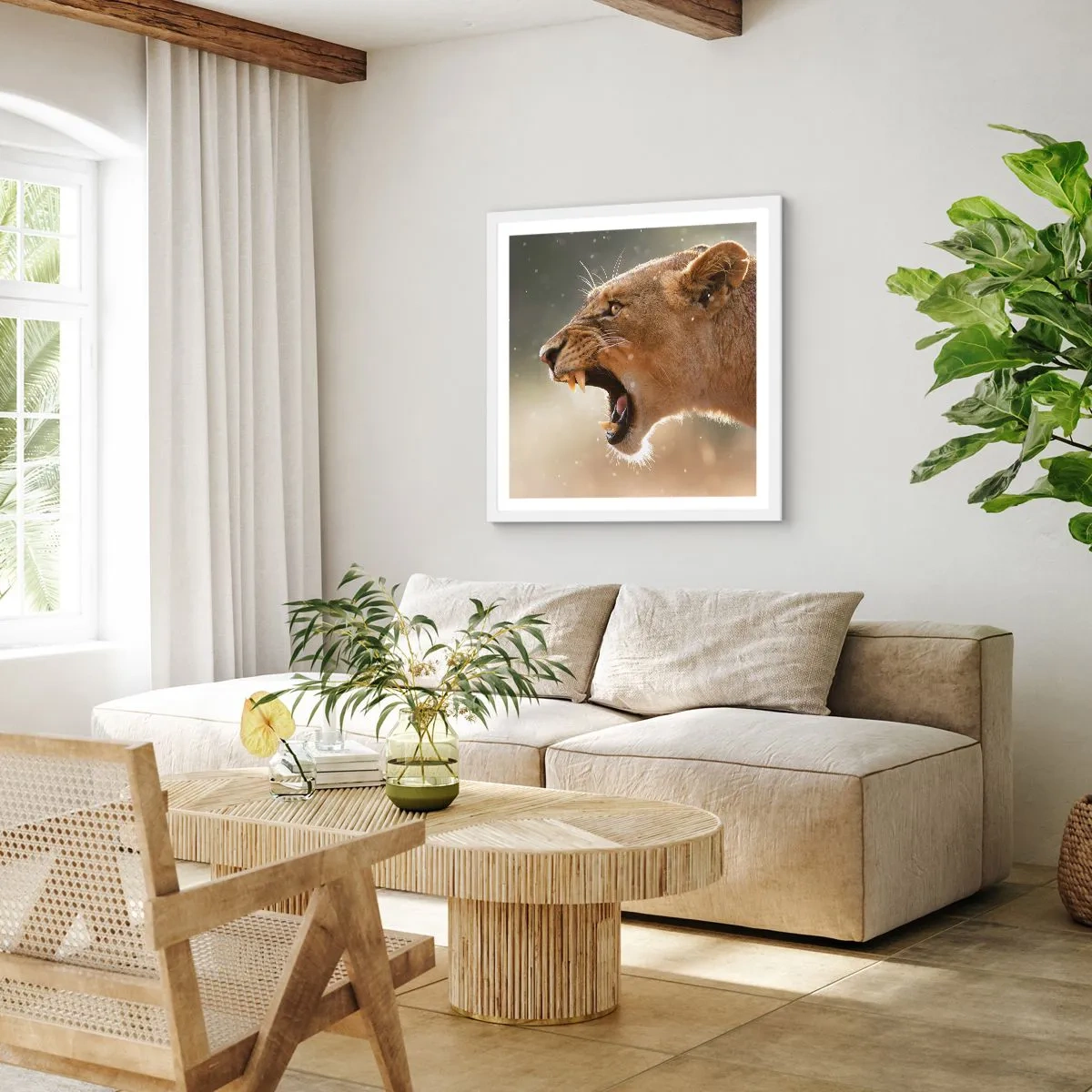 Poster in einem weißen Rahmen - Versuch, nicht zuzuhören - 60x60 cm