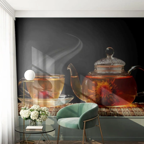 Fototapete Premium Canvas - Die Magie und Kunst des Teezubereitens - Tee, Teekanne, Teetasse - 350x256 cm