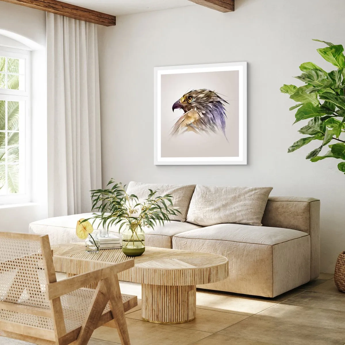 Poster in einem weißen Rahmen - Porträt eines Kriegers - 50x50 cm