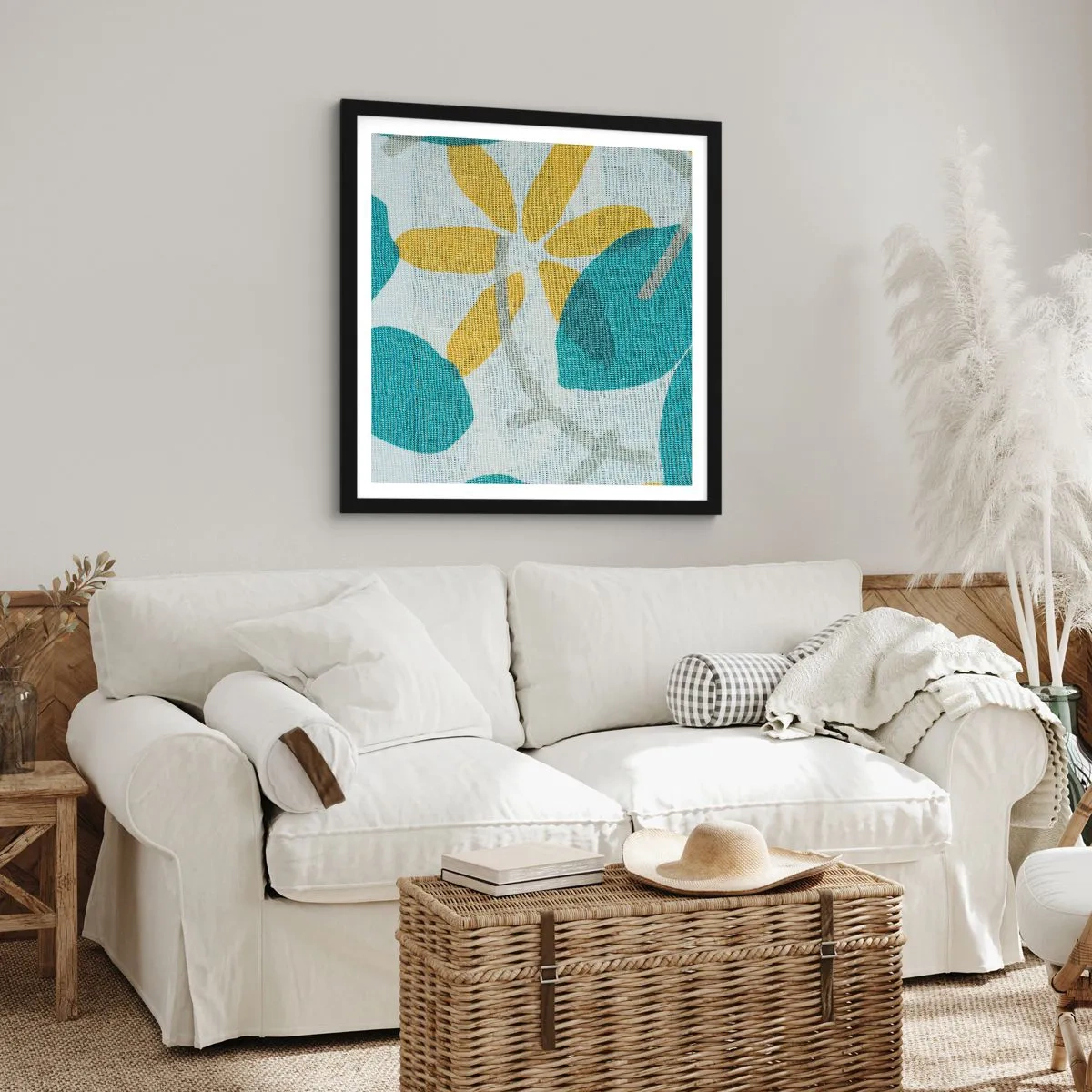 Poster in einem schwarzem Rahmen - Unter den azurblauen Blättern - 60x60 cm