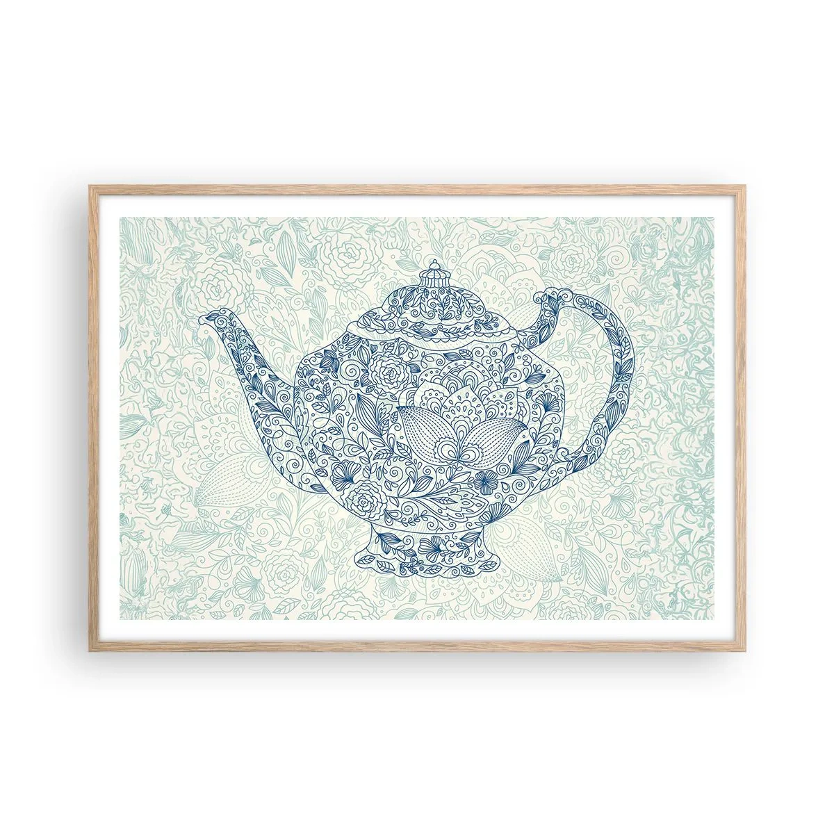 Poster in einem Rahmen aus heller Eiche - Tee-Charm - 100x70 cm