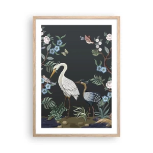 Poster in einem Rahmen aus heller Eiche - Vogelparade - 50x70 cm