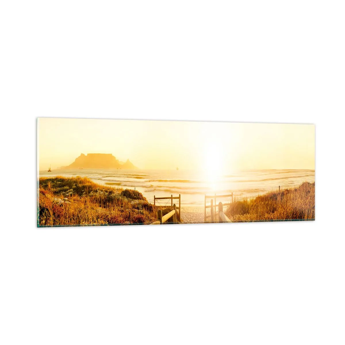 Glasbild - Bild auf glas - Über die Düne, der Sonne entgegen - 90x30 cm