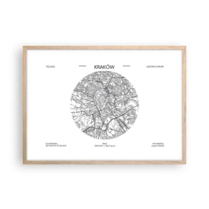 Poster in einem Rahmen aus heller Eiche - Anatomie von Krakau - 70x50 cm