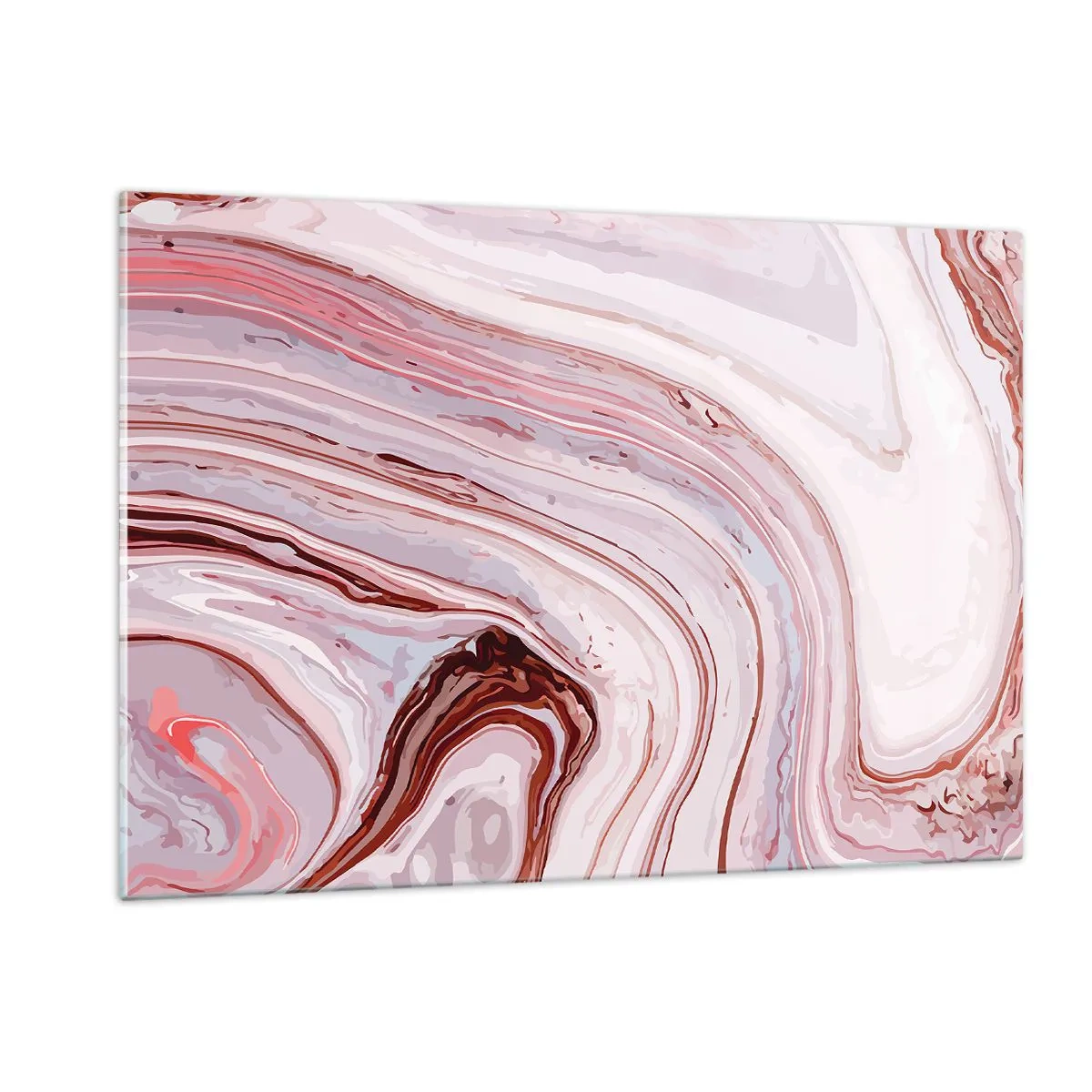 Glasbild - Bild auf glas - Marmormuster in Rosa- und Brauntönen - 120x80cm - Geradeaus, dann rechts runter - Moderne Wanddekoration für Wohnzimmer und Schlafzimmer ARTTOR