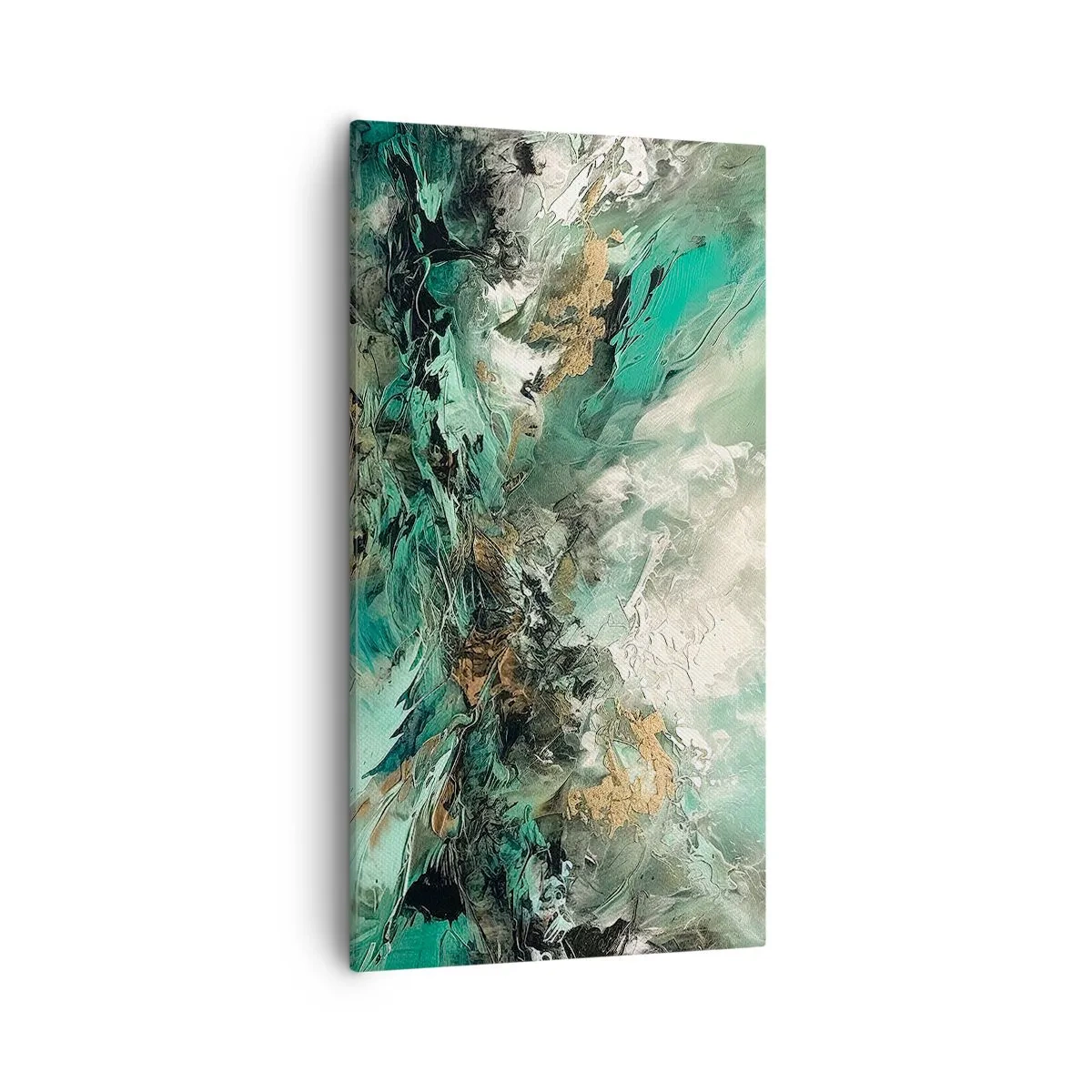 Bild auf Leinwand - Leinwandbild - Smaragdgrüne und schwarze Brandung - 55x100 cm