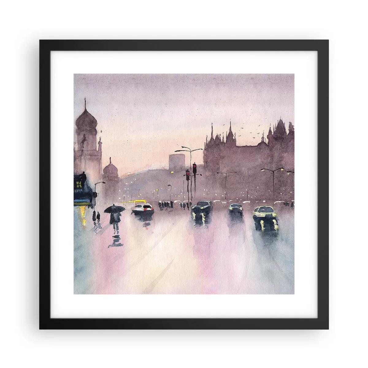 Poster in einem schwarzem Rahmen - Im regnerischen Dunst - 40x40 cm