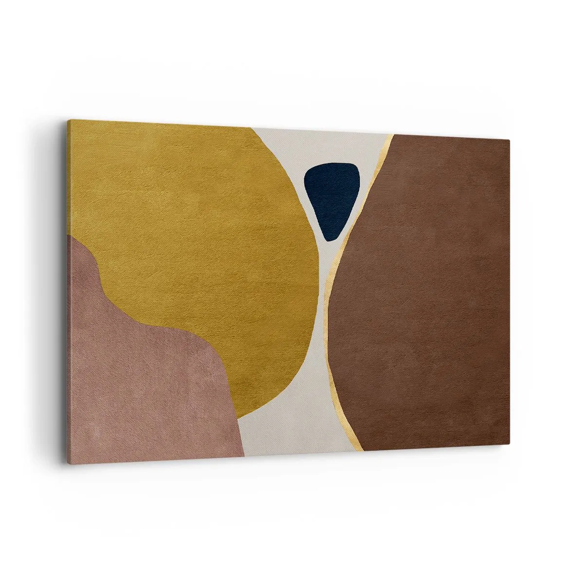 Bild auf Leinwand - Leinwandbild - Eine abstrakte Komposition mit geometrischen Formen in warmen Farben. - 120x80cm - Abstraktion – ein Ort im Raum - Moderne Wanddekoration für Wohnzimmer und Schlafzimmer ARTTOR