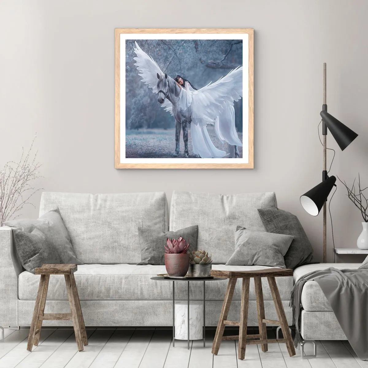 Poster in einem Rahmen aus heller Eiche - Ein inspirierter Moment - 30x30 cm