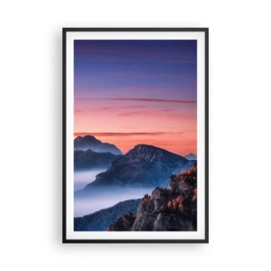 Poster in einem schwarzem Rahmen - Über die Täler - 61x91 cm