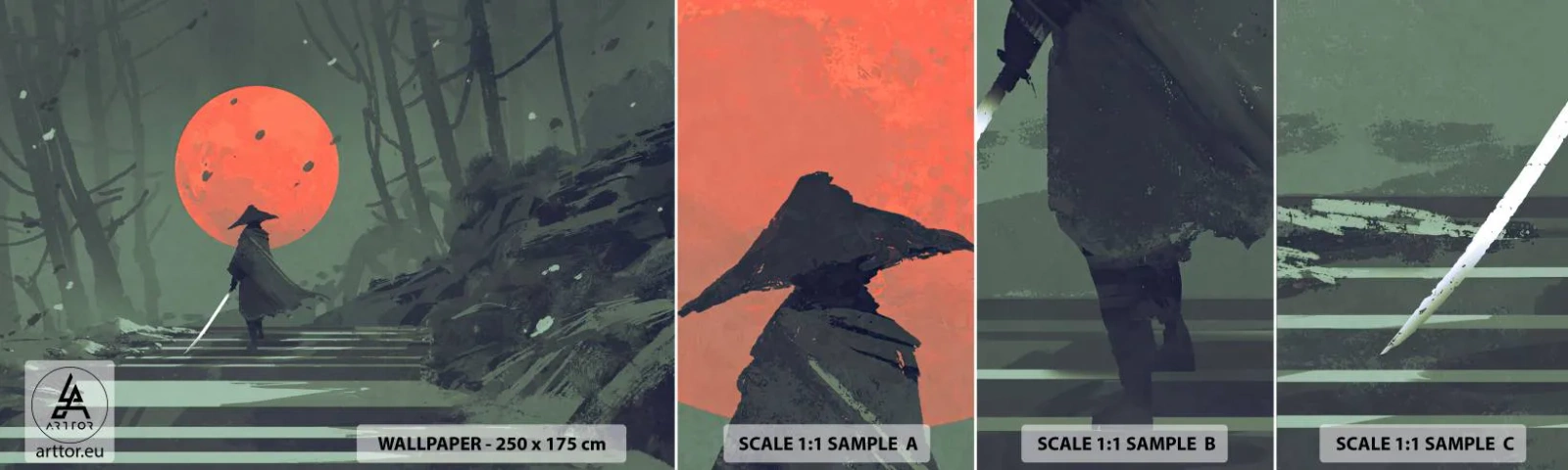 Fototapeten Muster Selbstklebend Deluxe Sticker - Krieger des Roten Mondes - Abstraktion, Fantasie, Krieger - 100x30 cm