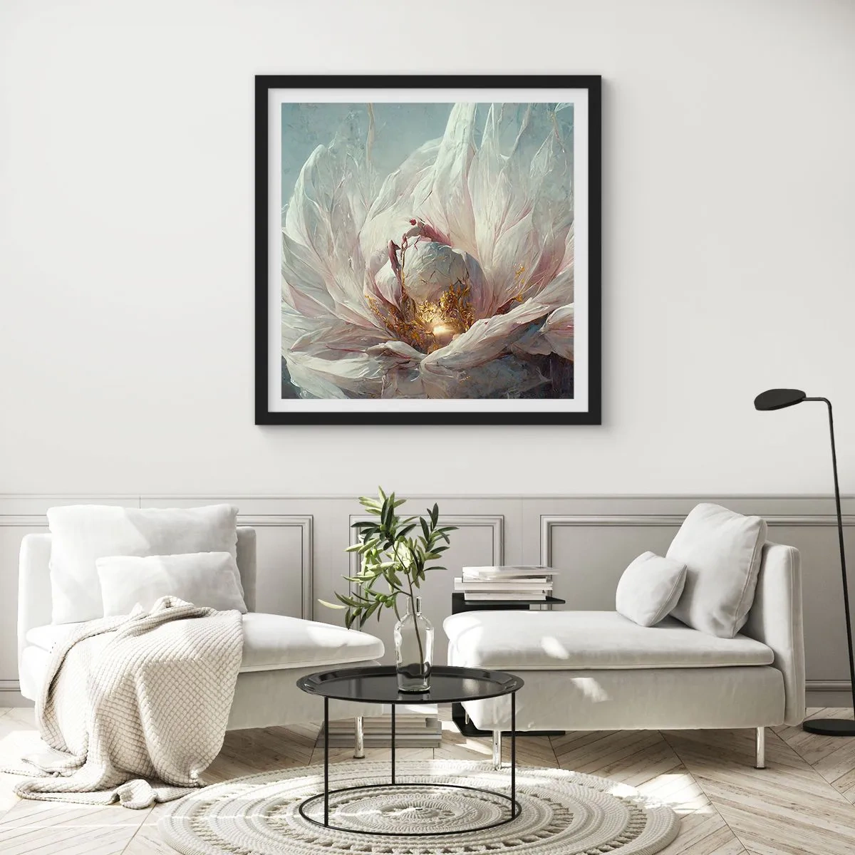 Poster in einem schwarzem Rahmen - Sie blüht alle hundert Jahre einmal - 50x50 cm