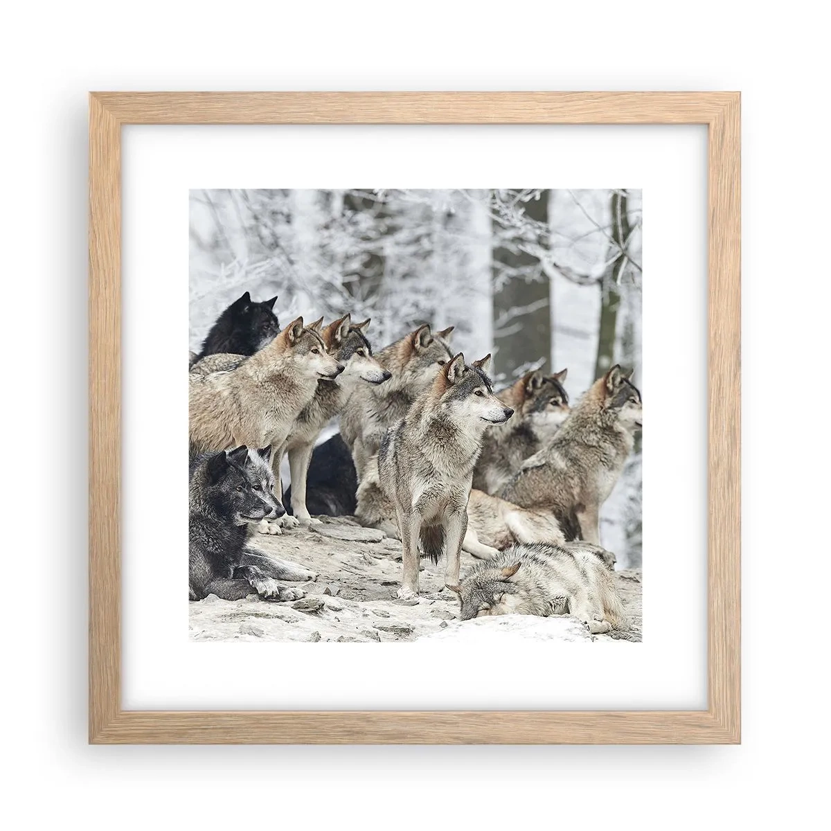 Poster in einem Rahmen aus heller Eiche - Familie und Freunde - 30x30 cm