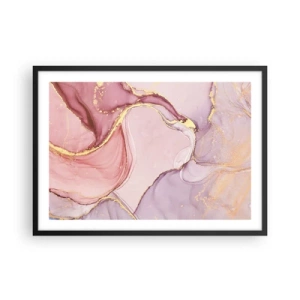 Poster in einem schwarzem Rahmen - Zarte abstrakte Muster in Rosa- und Goldtönen - 70x50cm - Eine Liebkosung der Farben - Moderne Wanddekoration für Wohnzimmer und Schlafzimmer ARTTOR