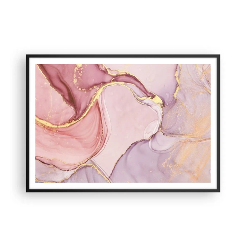 Poster in einem schwarzem Rahmen - Zarte abstrakte Muster in Rosa- und Goldtönen - 100x70cm - Eine Liebkosung der Farben - Moderne Wanddekoration für Wohnzimmer und Schlafzimmer ARTTOR