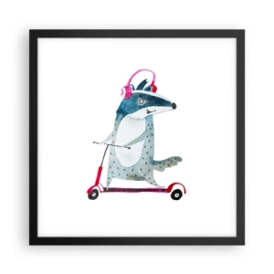 Poster in einem schwarzem Rahmen - Dachsfreude - 40x40 cm