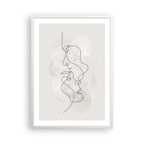 Poster in einem weißen Rahmen - Verstrickt in eine Umarmung - 50x70 cm