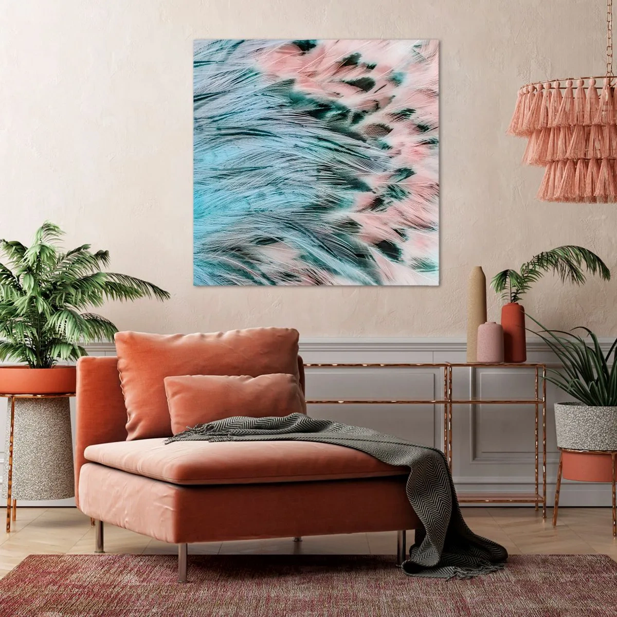 Bild auf Leinwand - Leinwandbild - Saphirrosa Daunen - 60x60 cm