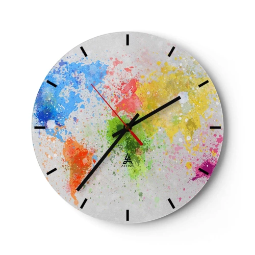 Wanduhr - Glasuhr - Alle Farben der Welt - 40x40 cm