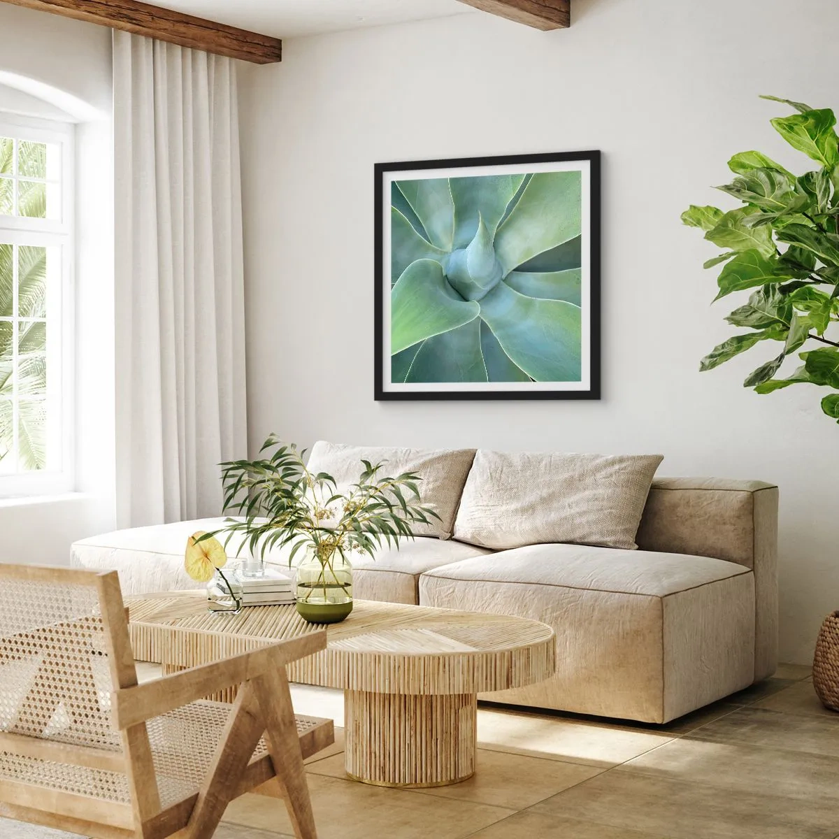 Poster in einem schwarzem Rahmen - Geburt des Grüns - 30x30 cm