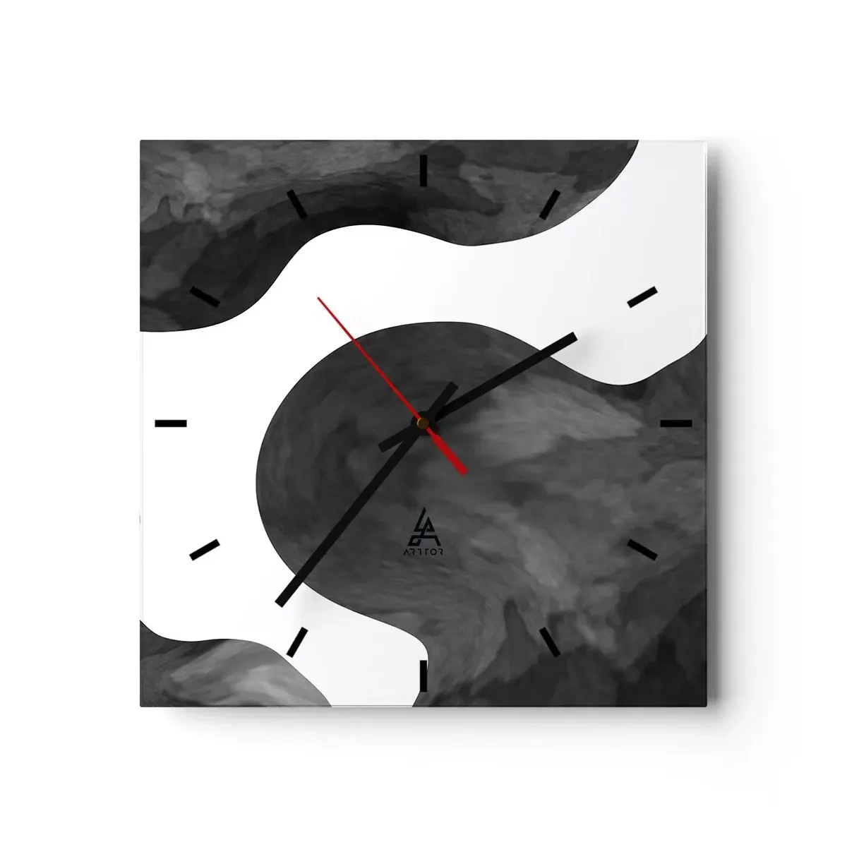 Wanduhr - Glasuhr - Abstraktes Muster in Grau- und Weißtönen - 30x30cm - Milchstraße - Moderne Wanddekoration für Wohnzimmer und Schlafzimmer ARTTOR