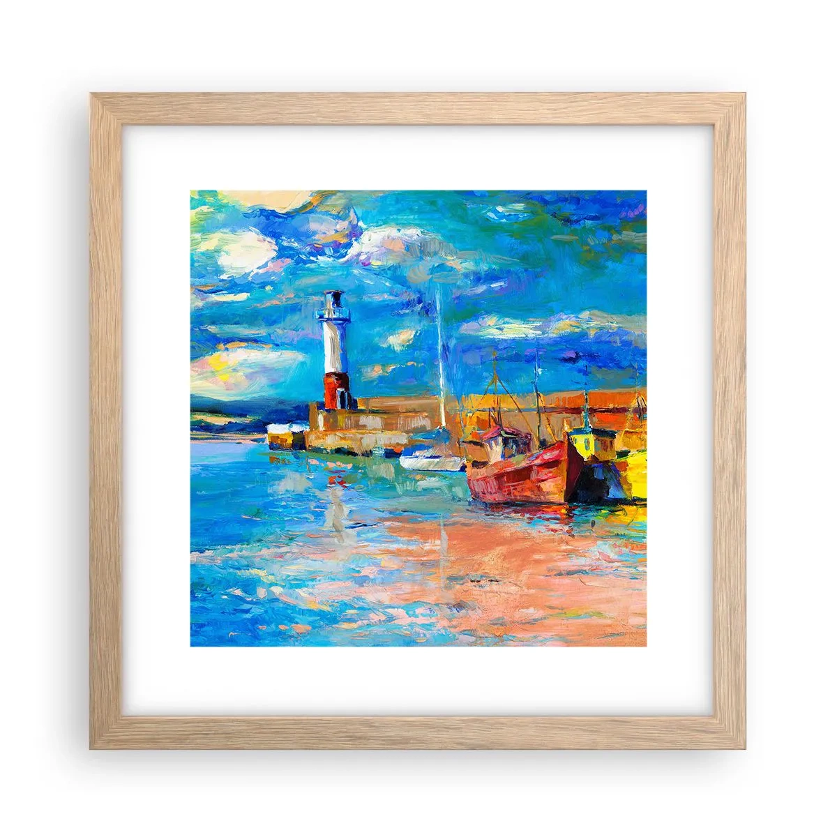 Poster in einem Rahmen aus heller Eiche - Ein Nachmittag in der Regenbogenbucht - 30x30 cm