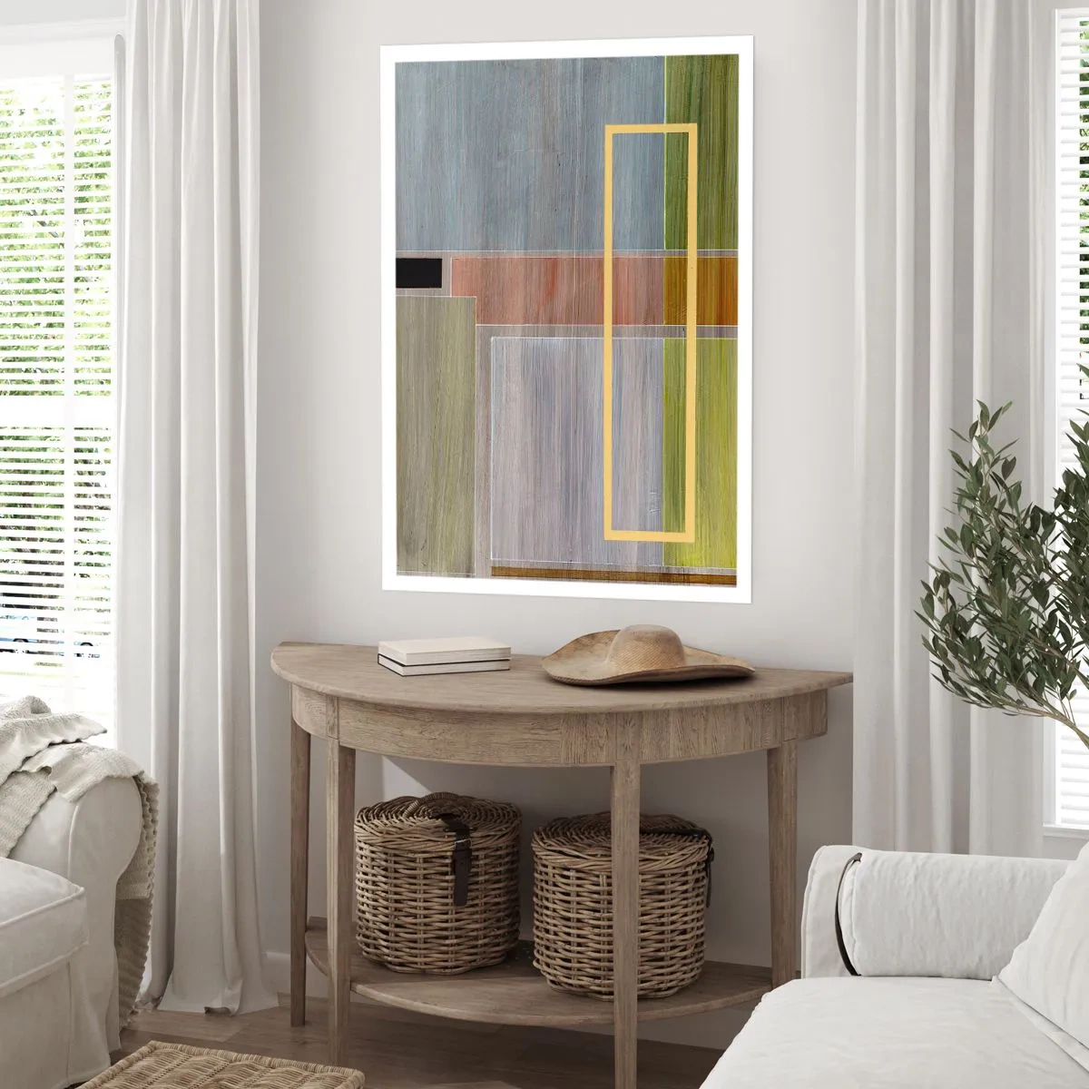Poster - Geometrische Abstraktion in gedämpften Farben - 50x70cm - Einfach und ruhig - Moderne Wanddekoration für Wohnzimmer und Schlafzimmer ARTTOR