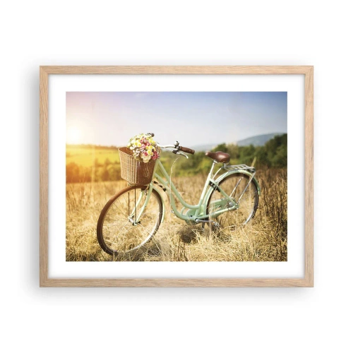 Poster in einem Rahmen aus heller Eiche - Ich bleibe eine Weile hier - 50x40 cm