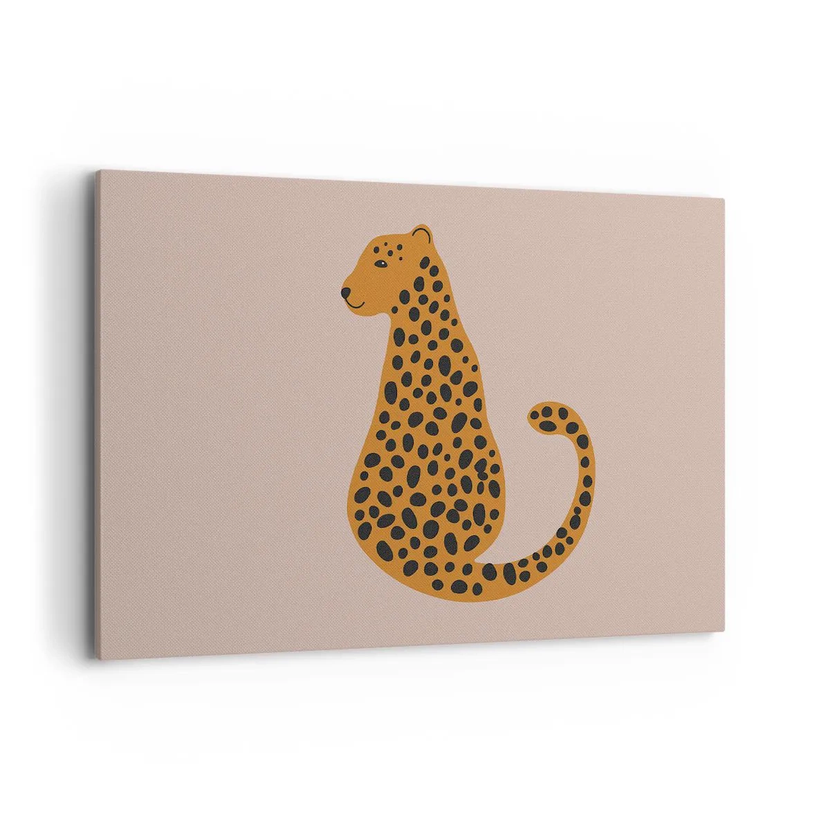 Bild auf Leinwand - Leinwandbild - Eine minimalistische Zeichnung eines Panthers auf beigem Hintergrund - 120x80cm - Leopardenmuster ist ein modisches Muster - Moderne Wanddekoration für Wohnzimmer und Schlafzimmer ARTTOR