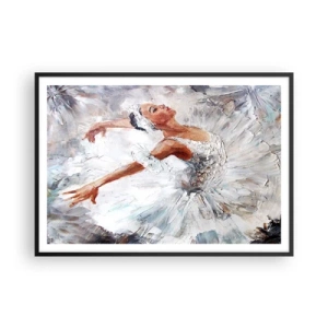 Poster in einem schwarzem Rahmen - Eine Ballerina in einem weißen Kleid tanzt - 100x70cm - Zart und leicht wie Tüll - Moderne Wanddekoration für Wohnzimmer und Schlafzimmer ARTTOR