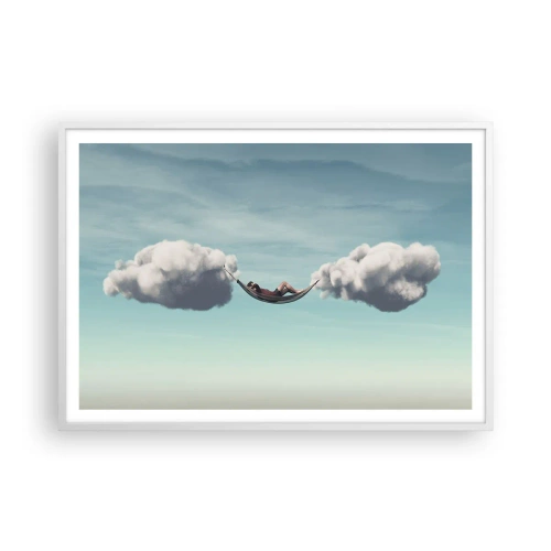 Poster in einem weißen Rahmen - Die Behaglichkeit des Augenblicks - 100x70 cm