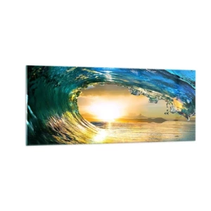 Glasbild - Bild auf glas - In einem smaragd-goldenen Kristall - 100x40 cm