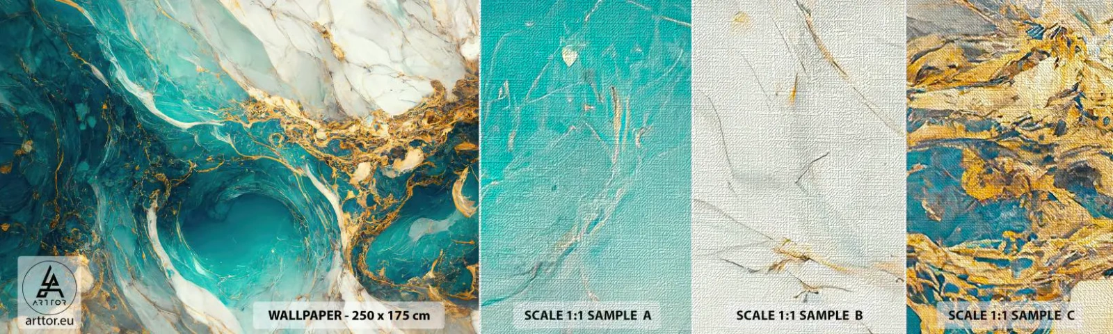 Fototapeten Muster Premium Canvas - Komposition mit Goldadern - Abstraktion, Marmor, Stein - 100x30 cm