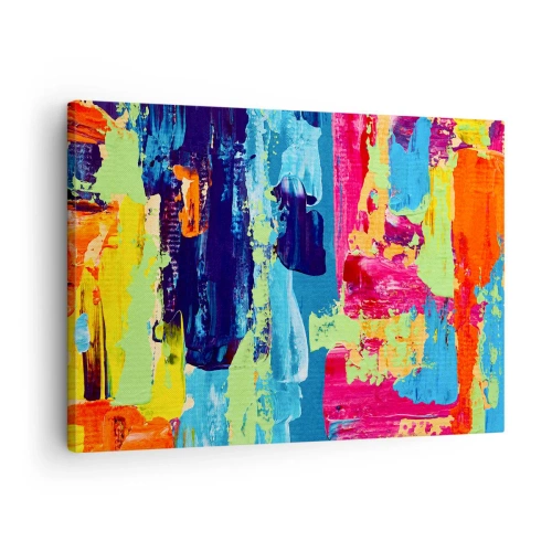 Bild auf Leinwand - Leinwandbild - Abstrakte Farbkomposition in dynamischer Form - 70x50cm - Das Leben ist wunderschoen! - Moderne Wanddekoration für Wohnzimmer und Schlafzimmer ARTTOR