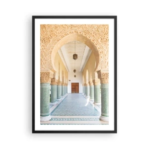 Poster in einem schwarzem Rahmen - Foto eines dekorierten Arkadengangs im orientalischen Stil - 50x70cm - Aus den Geschichten von Scheherazade - Moderne Wanddekoration für Wohnzimmer und Schlafzimmer ARTTOR