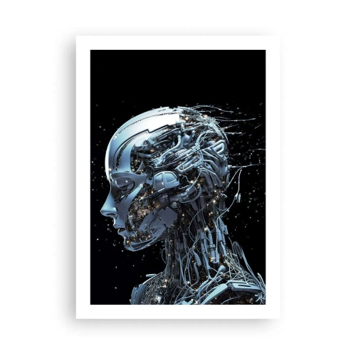 Poster - Kybernetische Figur im futuristischen Stil - 50x70cm - Technologie ist eine Frau - Moderne Wanddekoration für Wohnzimmer und Schlafzimmer ARTTOR