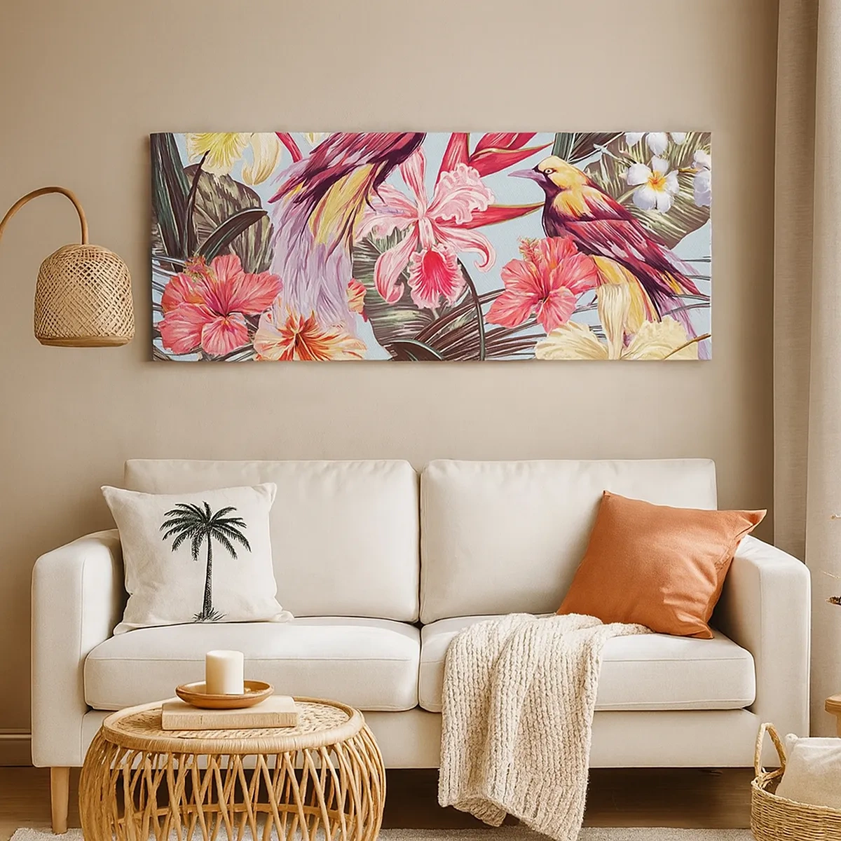 Bild auf Leinwand - Leinwandbild - Blütenblätter und Federn - 30x30 cm