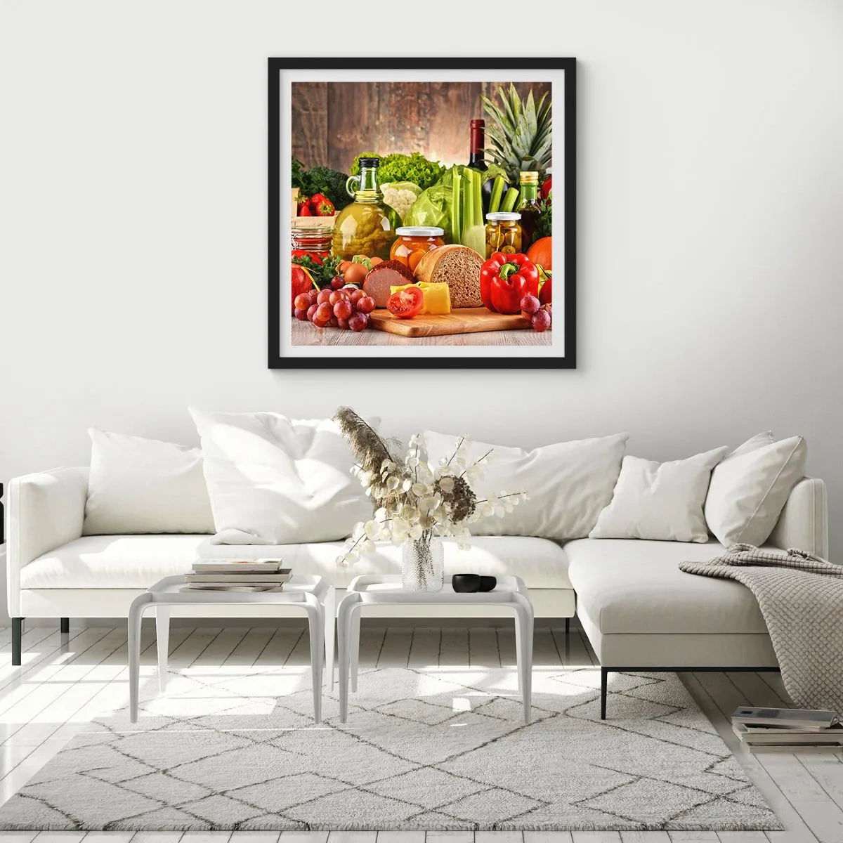 Poster in einem schwarzem Rahmen - Geräuchert, gebacken und eingelegt - 50x50 cm